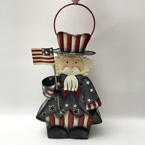 Home Interiors Americana Uncle‎ Sam Patriotic Metal Lantern Candle Holder